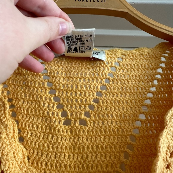Vintage Chelsea Studio Cardigan Sweater Knit Yellow Orange Crochet Fairy Spring - Picture 3 of 8